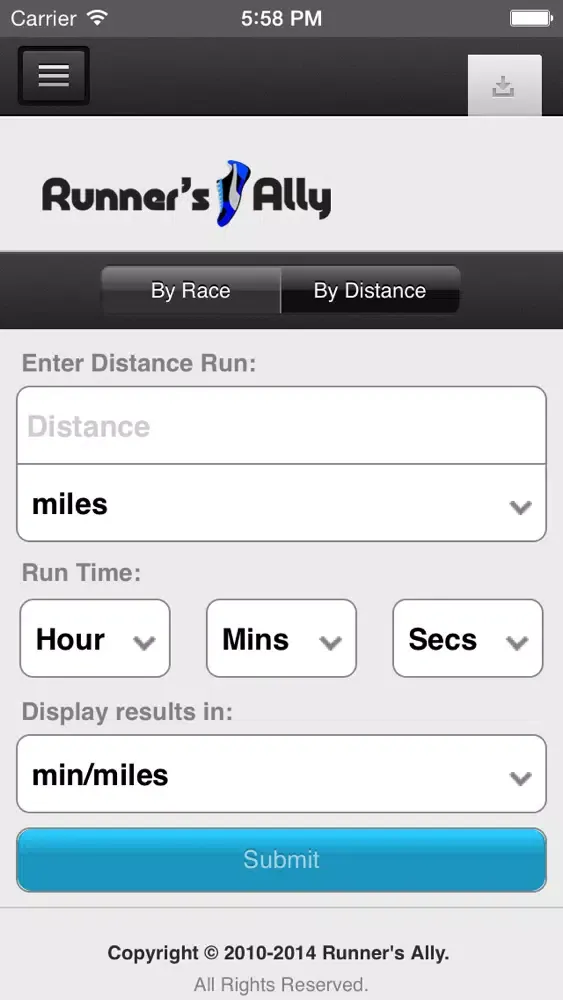 Zrzuty ekranu RUNNING PACE CALCULATOR