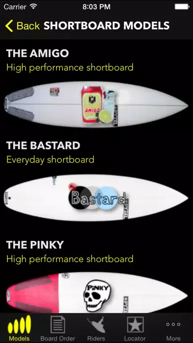 Tangkapan skrin Pyzel Surfboards
