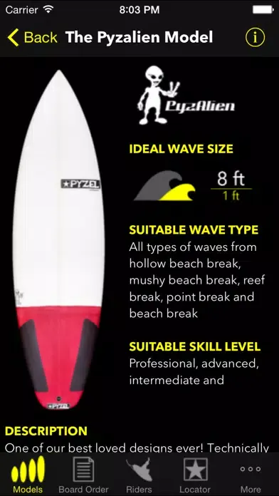 Tangkapan skrin Pyzel Surfboards