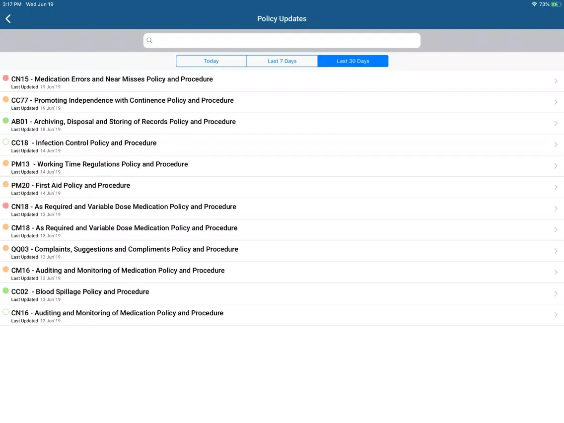 Ảnh chụp màn hình của Quality Compliance Systems iPad 