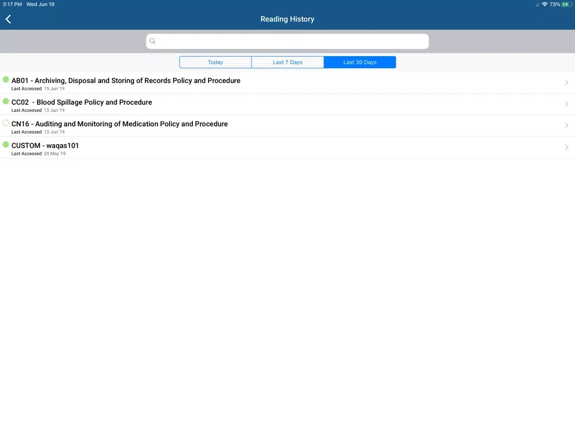 Ảnh chụp màn hình của Quality Compliance Systems iPad 