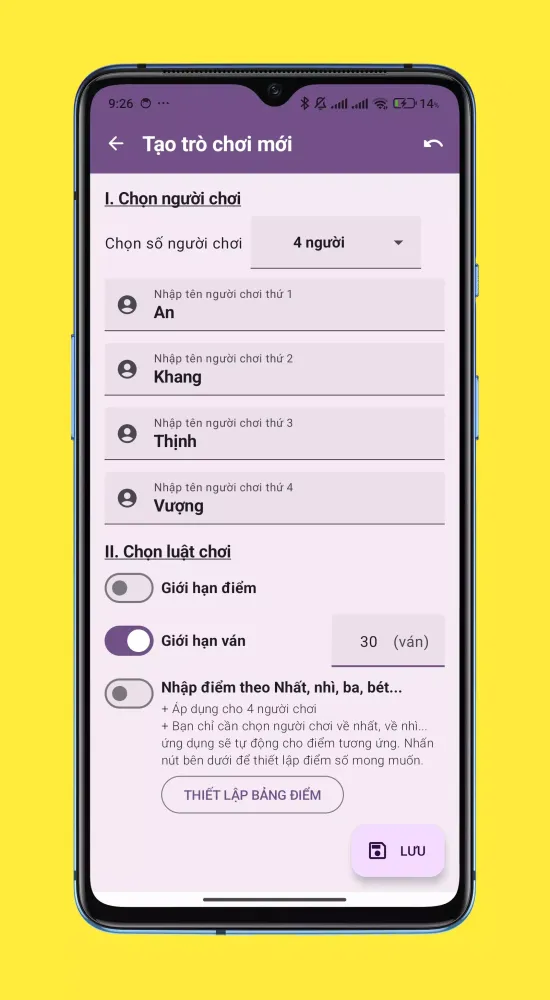 Capturas de tela do Ghi Điểm Đánh Bài