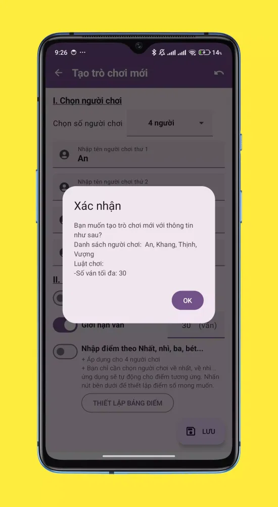 Capturas de tela do Ghi Điểm Đánh Bài