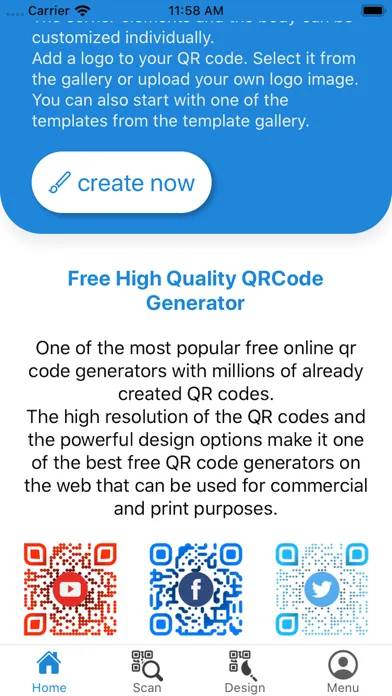 Capturas de tela do QR Cloud