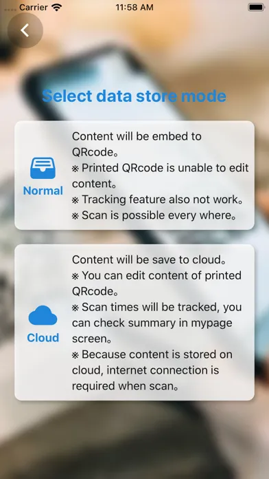 Capturas de tela do QR Cloud