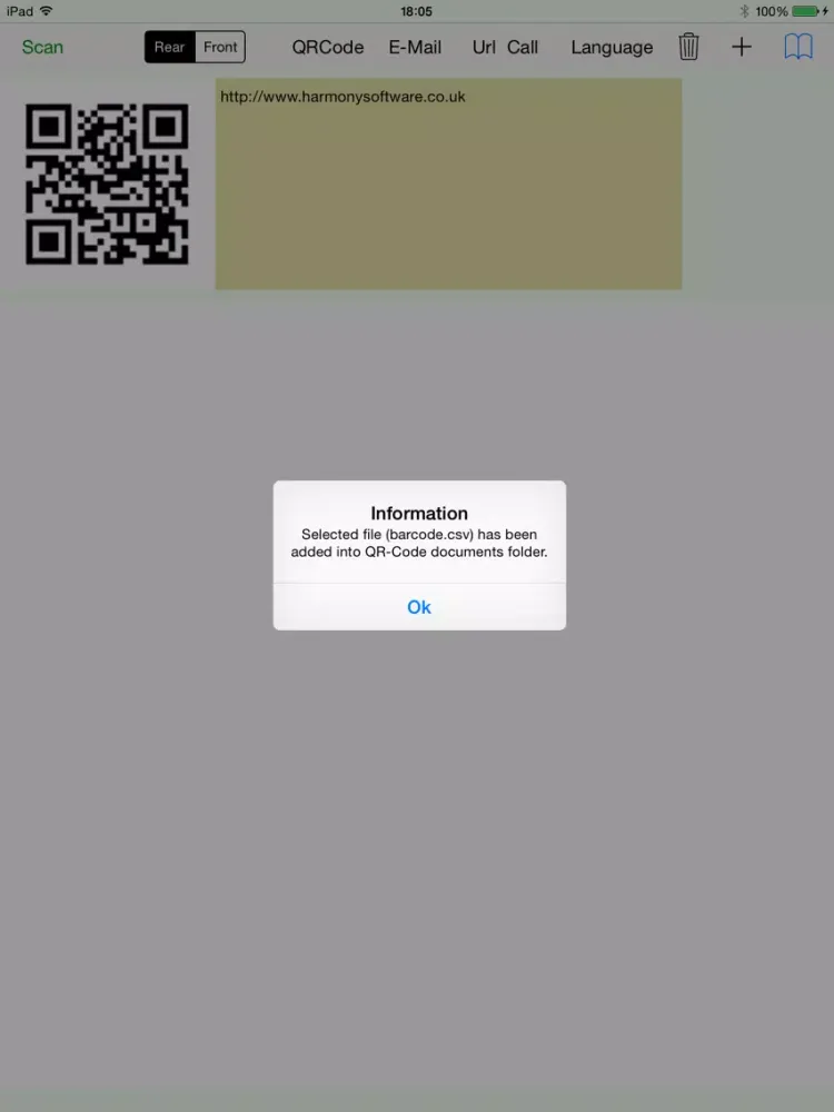 QR-Code and Barcode Scanner & Generator with Control from file option iPad 应用截图