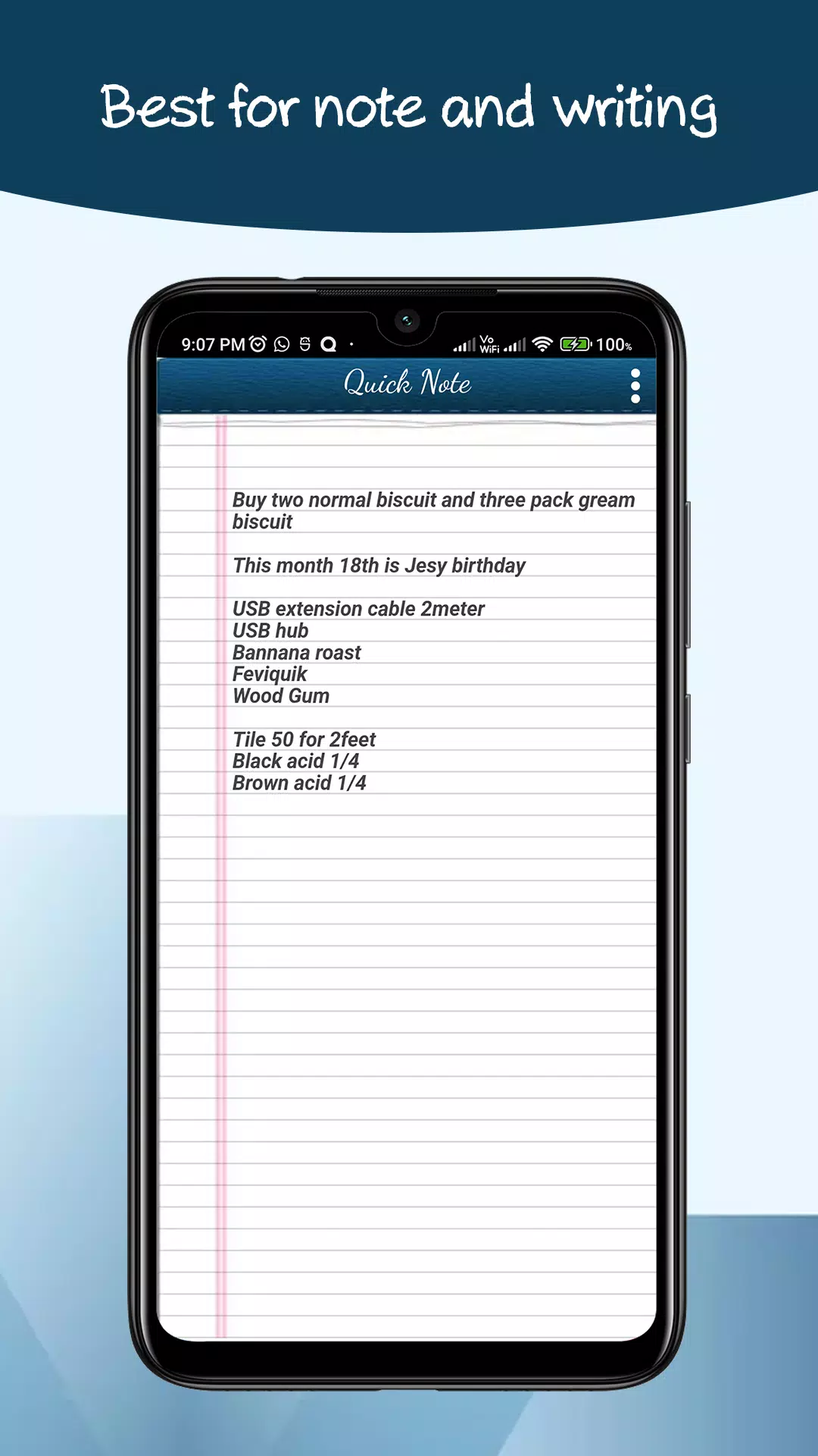 Quick note - One page note Screenshots