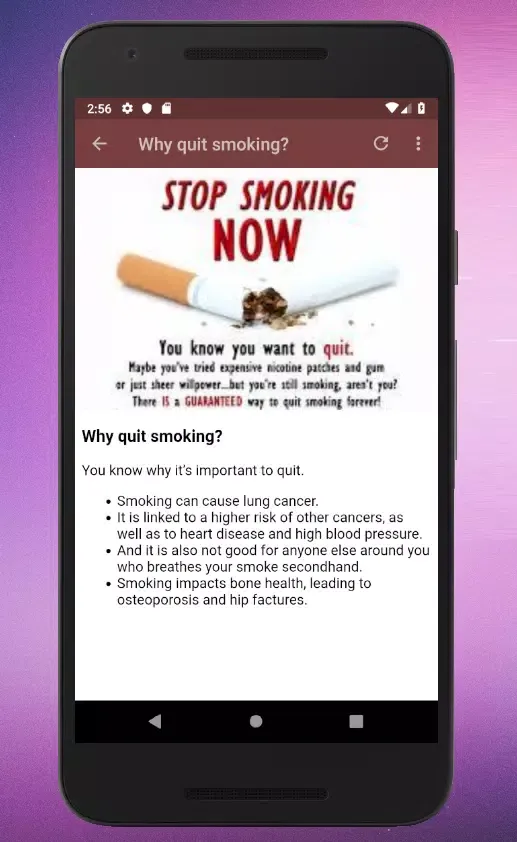 Tangkapan skrin Quit Smoking Forever