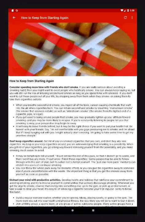 Tangkapan skrin Quit Smoking Forever