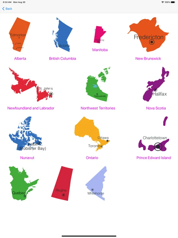 Tangkapan layar Canada Provinces Geo Quiz iPad 