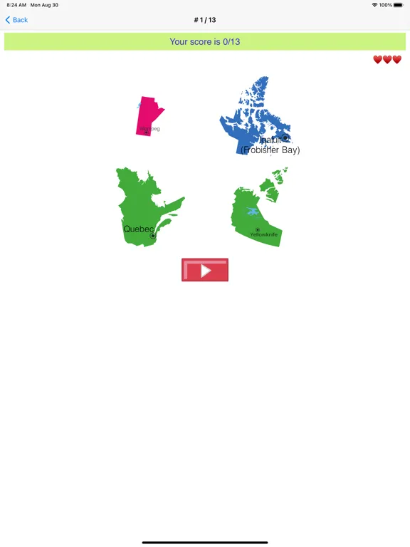 Tangkapan layar Canada Provinces Geo Quiz iPad 