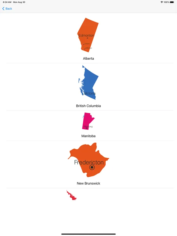 Tangkapan layar Canada Provinces Geo Quiz iPad 