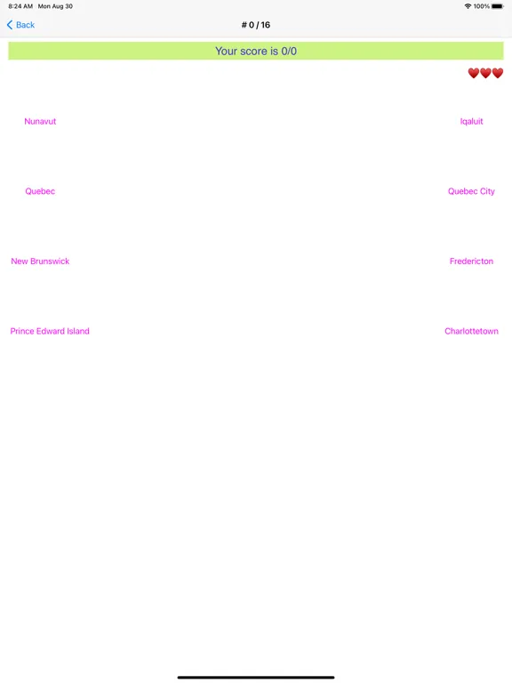 Tangkapan layar Canada Provinces Geo Quiz iPad 