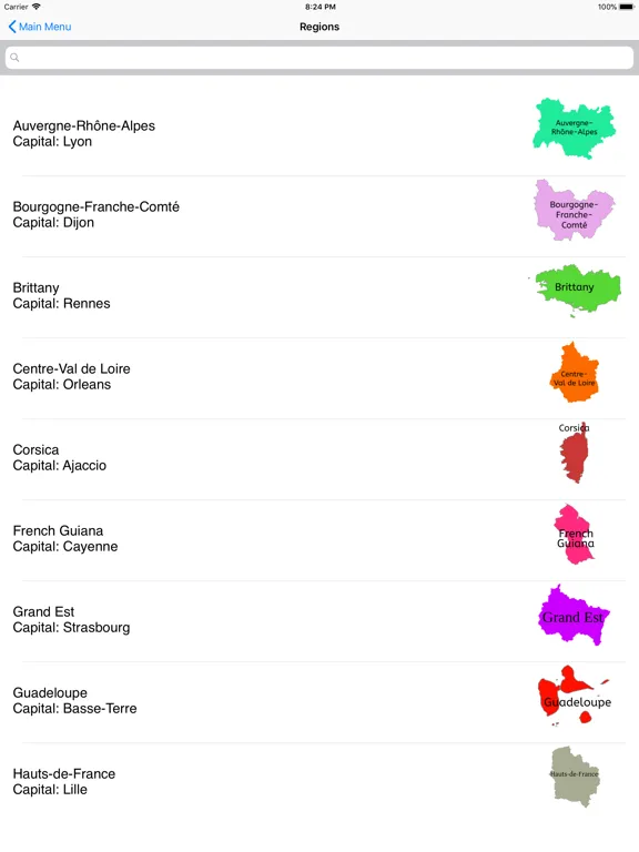 Zrzuty ekranu France Regions and Capitals iPad 