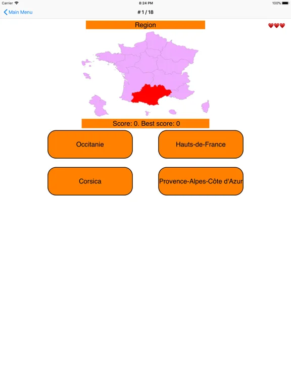 Zrzuty ekranu France Regions and Capitals iPad 