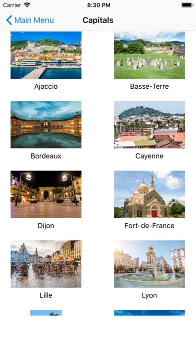 Zrzuty ekranu France Regions and Capitals