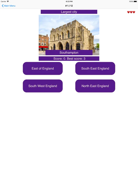 Capturas de tela do Regions of the United Kingdom iPad 