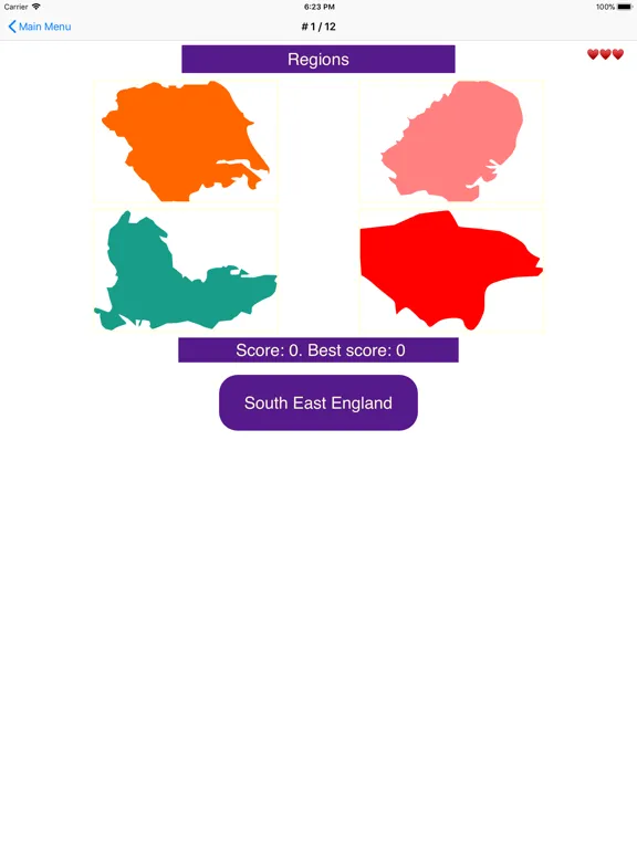 Capturas de tela do Regions of the United Kingdom iPad 