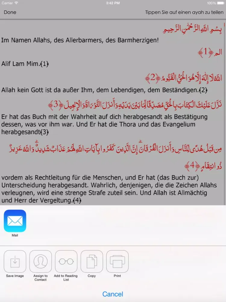 Quran German iPad 應用截圖