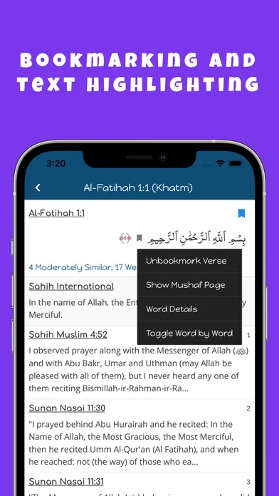 Captures d'écran de Qurani: Quran, Hadith & Tafsir
