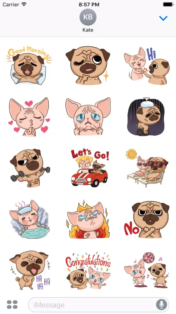 Lily Pug and Loki Sphynx. Stickers by Design73应用截图