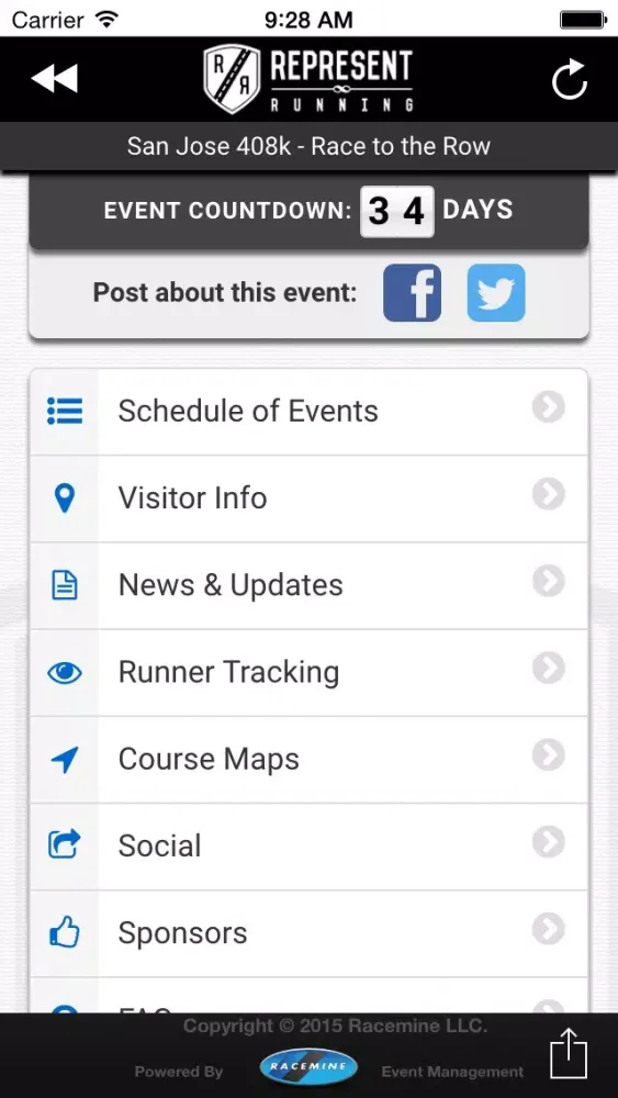 Zrzuty ekranu Represent Running Events