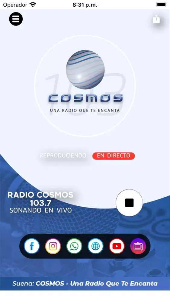 Captures d'écran de Radio Cosmos 103.7