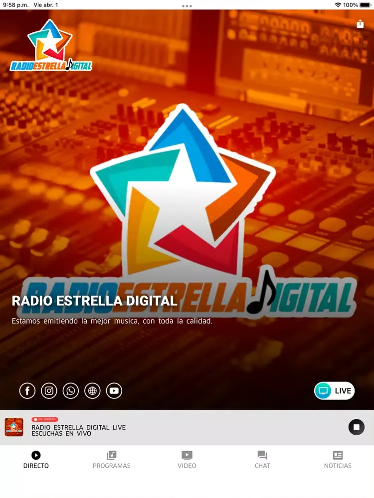ภาพหน้าจอของ Radio Estrella Digital iPad 