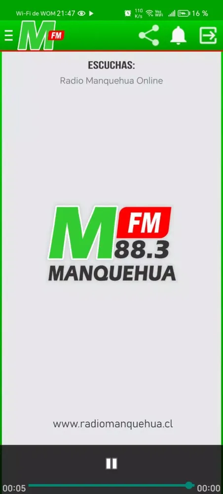 Capturas de tela do Radio Manquehua FM