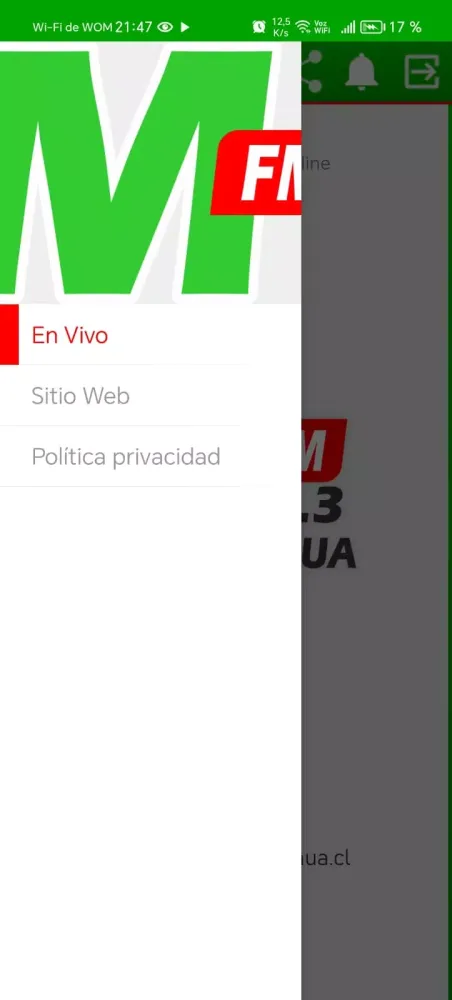 Capturas de tela do Radio Manquehua FM