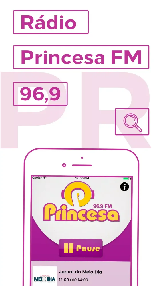 Capturas de tela do Rádio Princesa FM 96.9