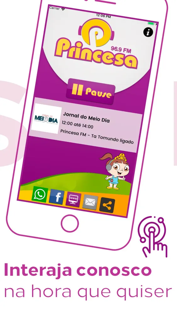 Capturas de tela do Rádio Princesa FM 96.9