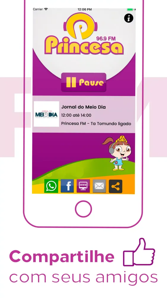 Capturas de tela do Rádio Princesa FM 96.9