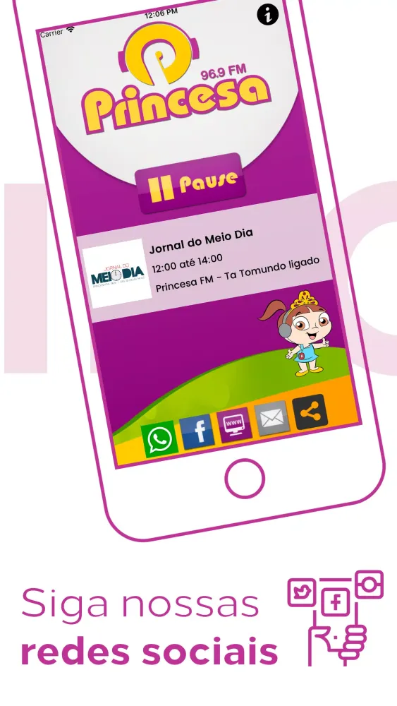 Capturas de tela do Rádio Princesa FM 96.9