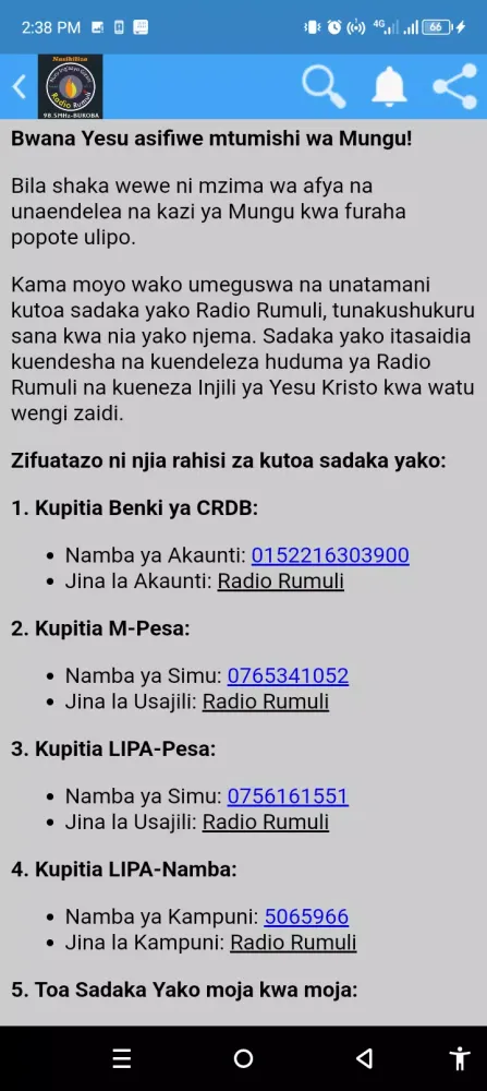 Radio Rumuli 98.5 Fm Bukoba Tz Screenshots