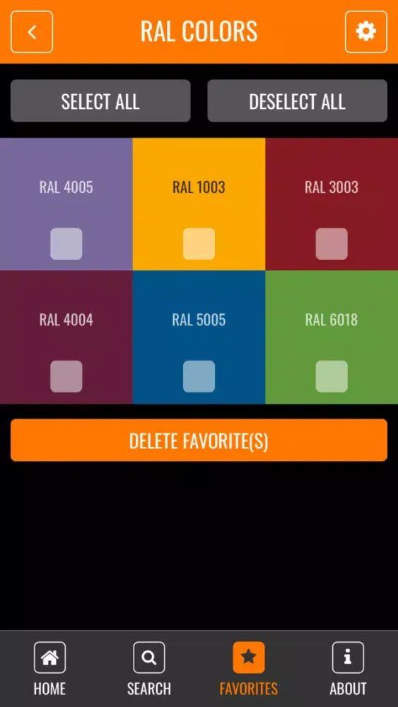 Captures d'écran de RAL colors