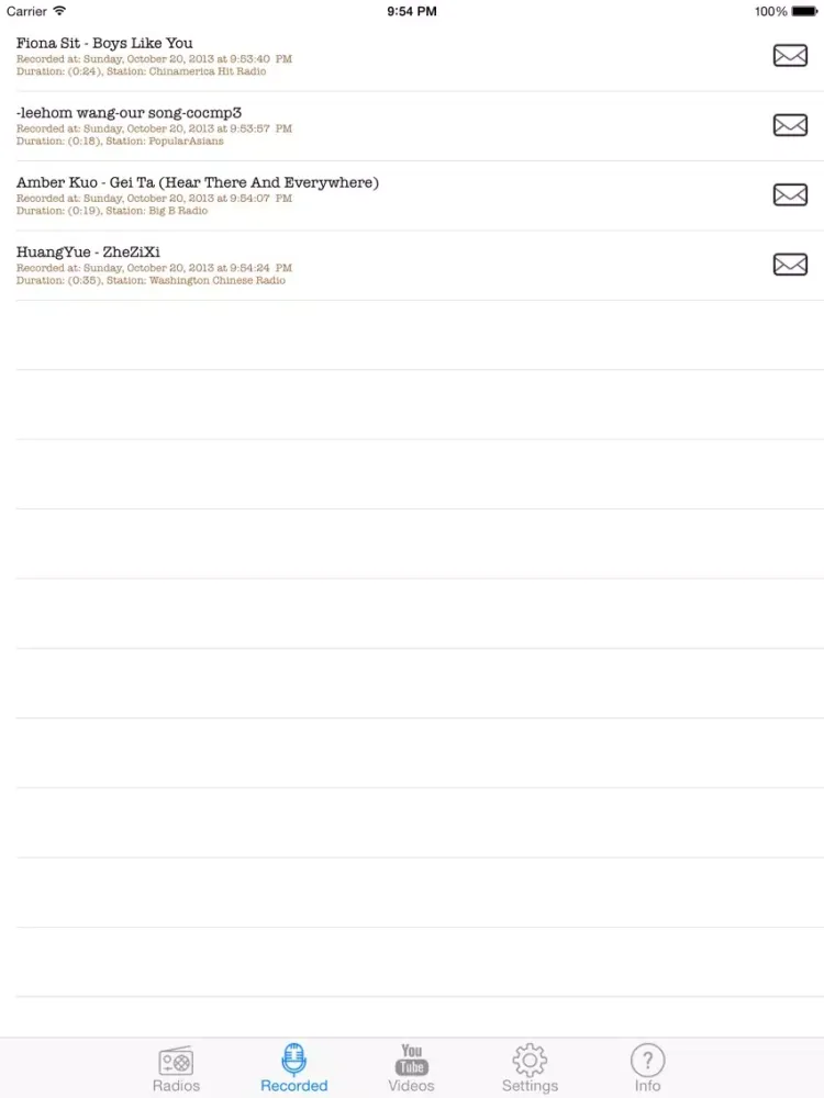 Zrzuty ekranu China Radio iPad 