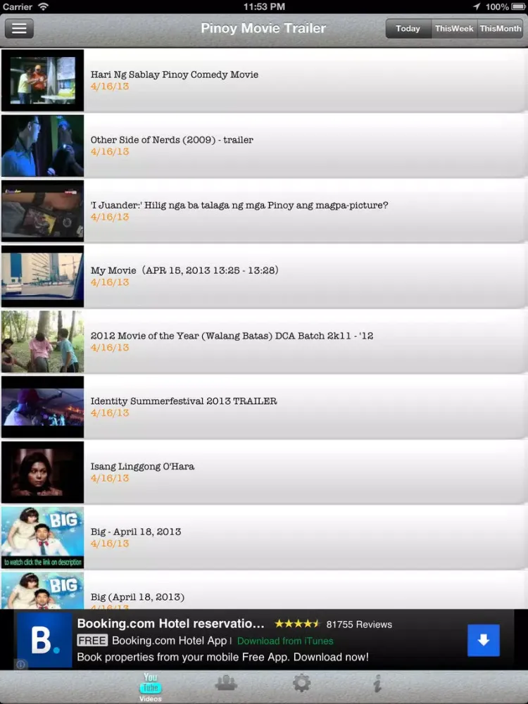 PinoyTube iPad  Screenshots