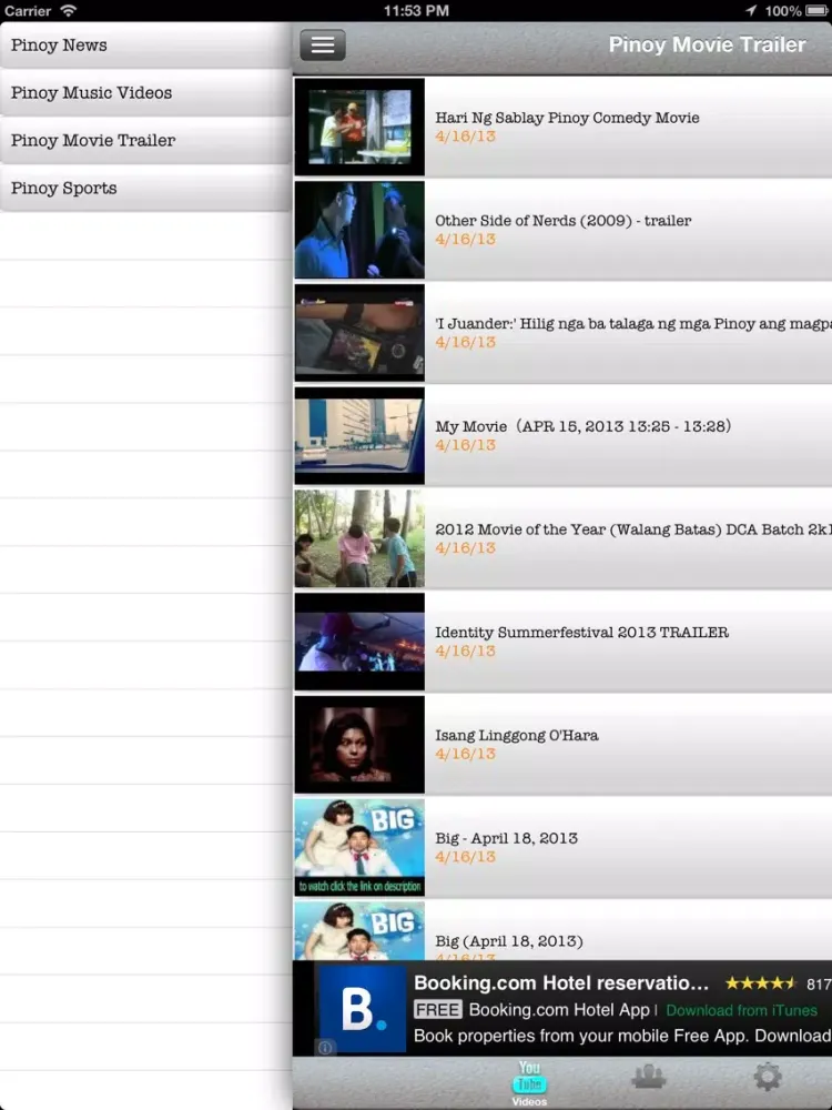 PinoyTube iPad  Screenshots