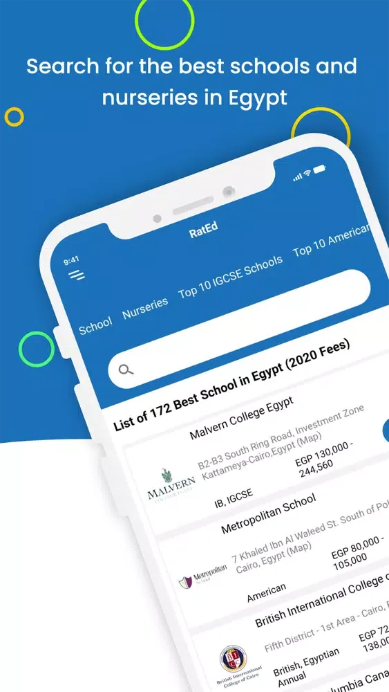 Tangkapan skrin RatEd – Best School Finder