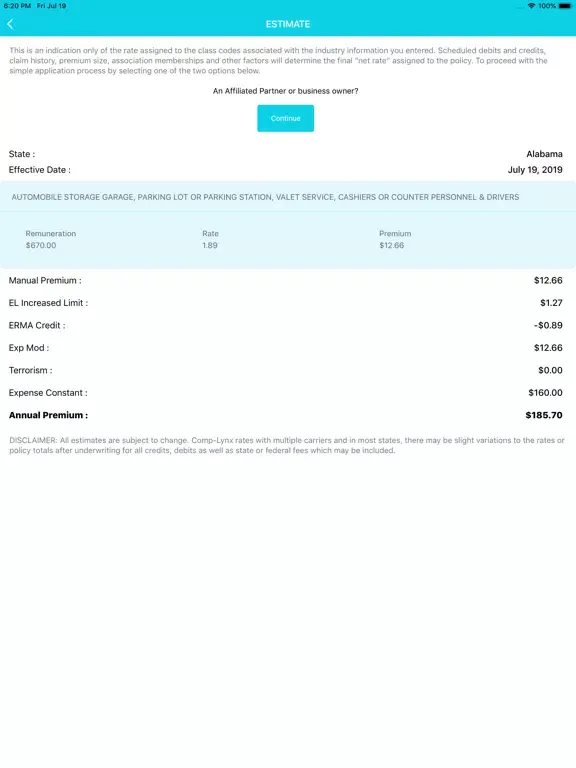 Скриншоты Workers' Compensation Rater iPad 