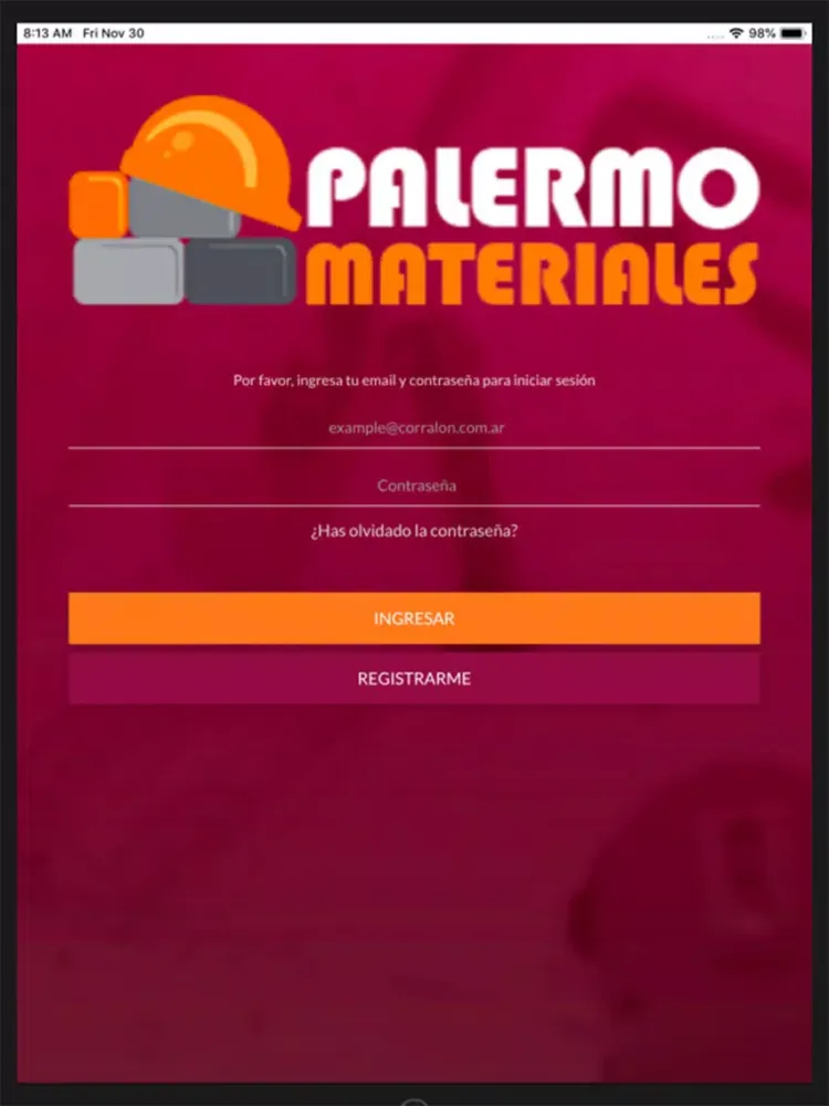 Tangkapan skrin Palermo Materiales iPad 