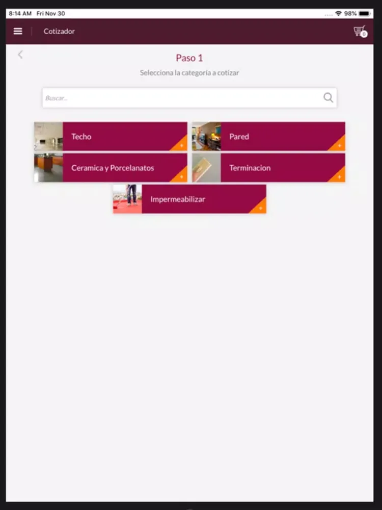 Tangkapan skrin Palermo Materiales iPad 