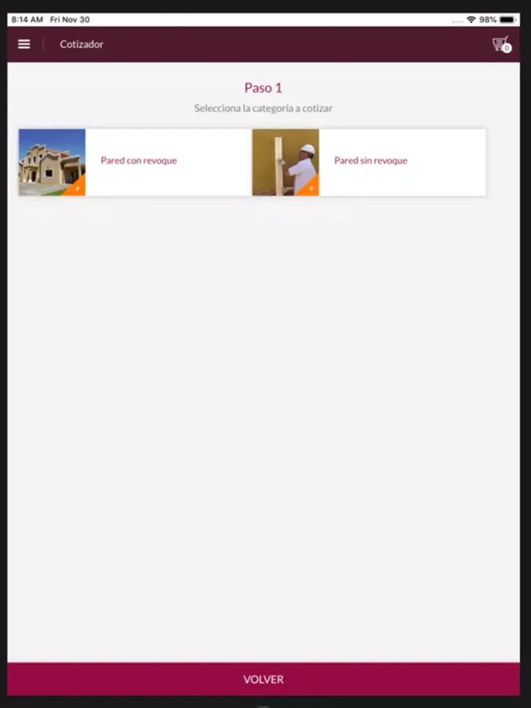 Tangkapan skrin Palermo Materiales iPad 