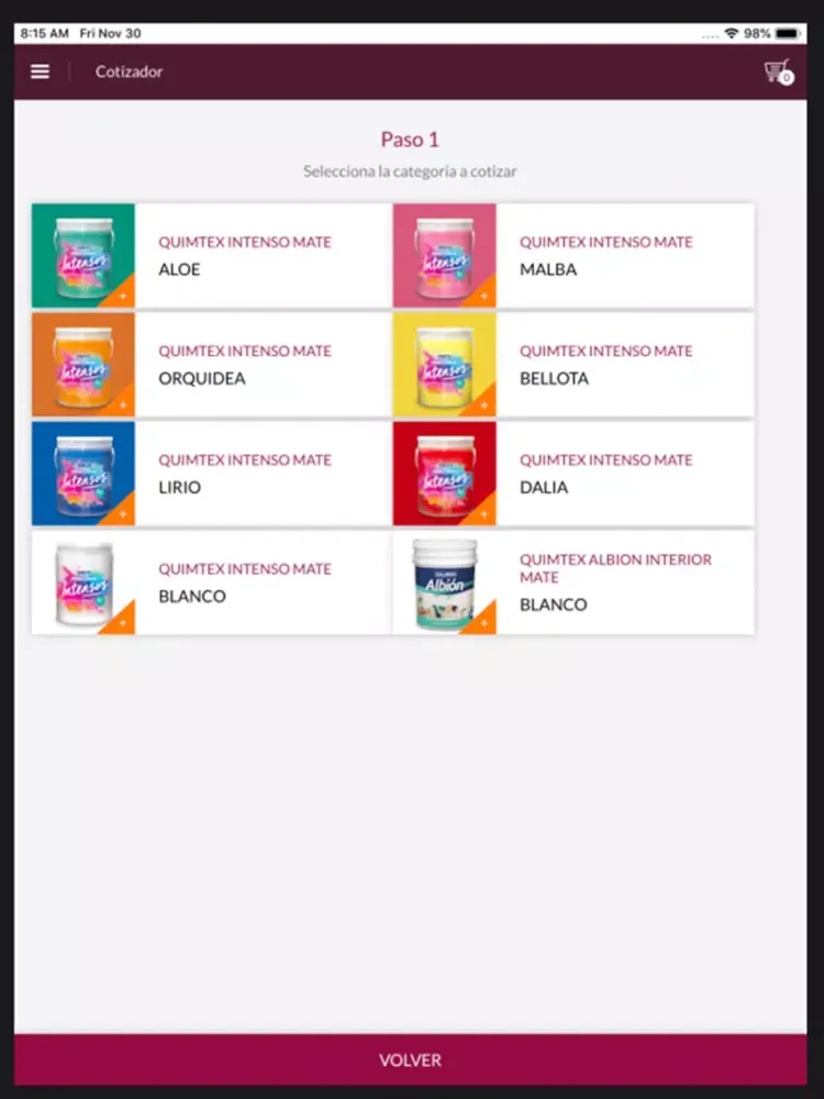Tangkapan skrin Palermo Materiales iPad 