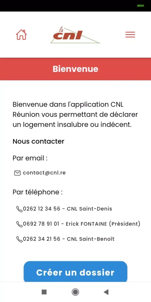 Capturas de tela do CNL Réunion