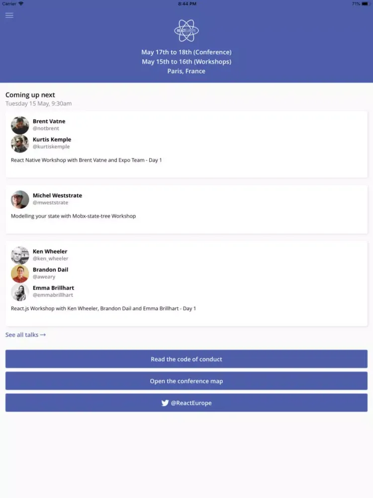 Zrzuty ekranu ReactEurope Official App iPad 