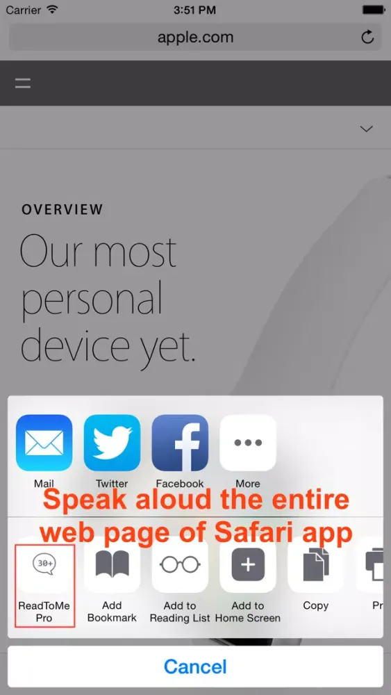 Tangkapan layar ReadToMe (Text-to-Speech)