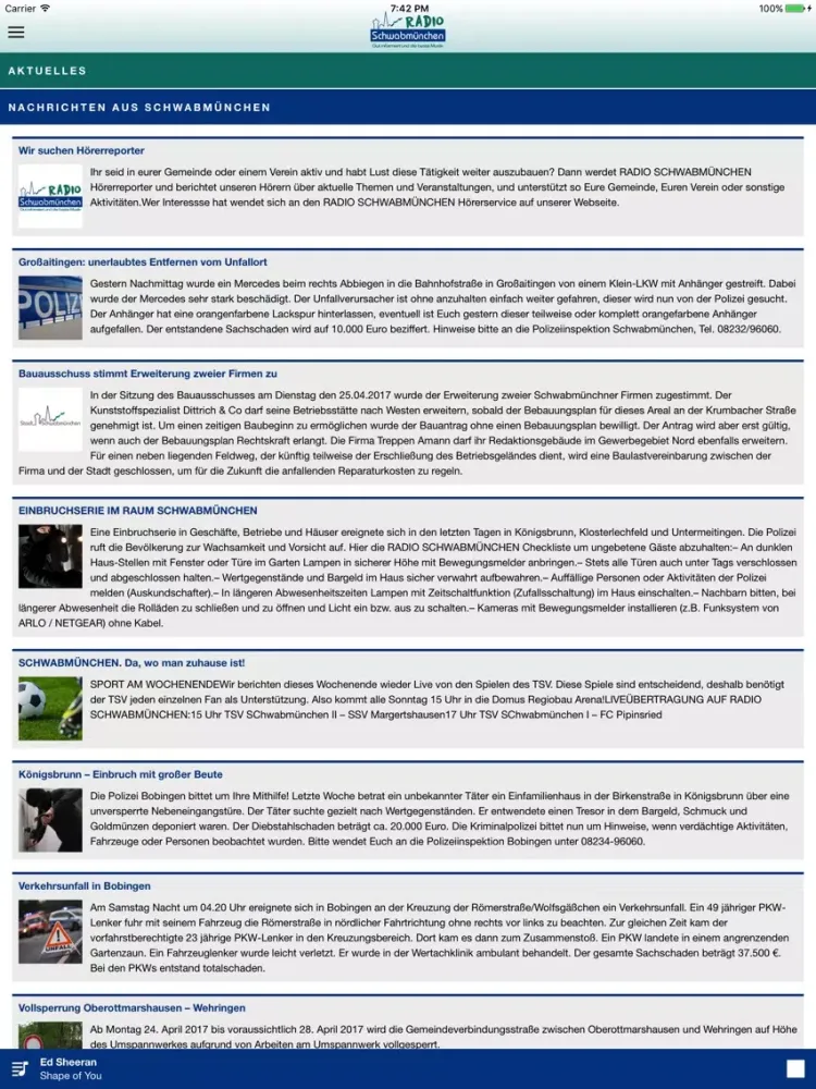 Captures d'écran de RADIO SCHWABMÜNCHEN iPad 