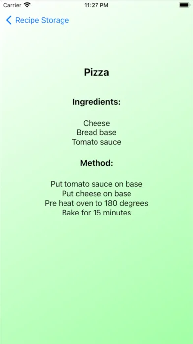 Recipe Storage Screenshots